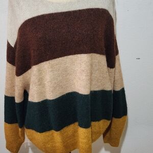 H&M Striped Acrylic/Elastic Colorblock Multicolor Women's Sweater Medium